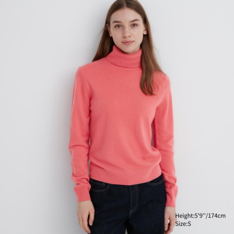 Suéteres Uniqlo Cashmere Turtleneck Mujer Rosas | 2174503