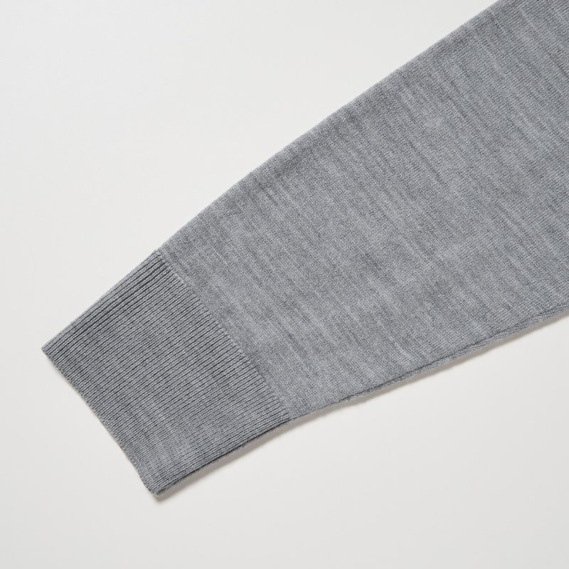 Suéteres Uniqlo Extra Fine Merino Crew Neck Hombre Gris | 6601740