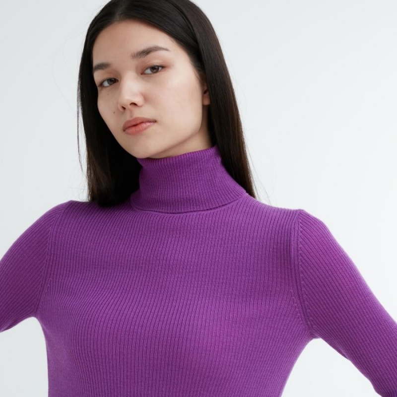 Suéteres Uniqlo Extra Fine Merino Ribbed Turtleneck Long-Sleeve Mujer Rojas | 9834648