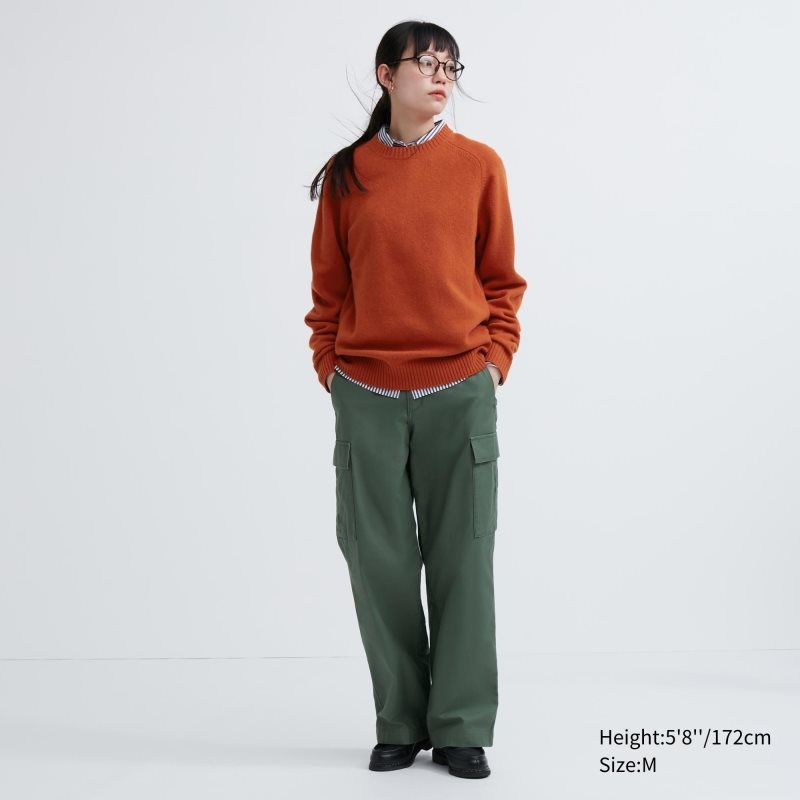 Suéteres Uniqlo Premium Lambswool Crew Neck Long Sleeve Hombre Naranjas | 69383