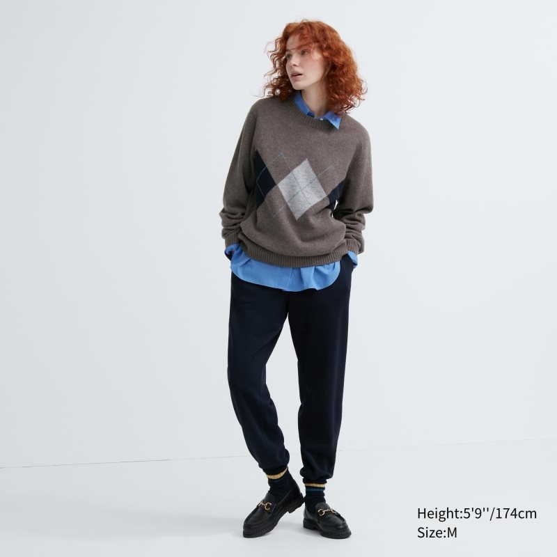 Suéteres Uniqlo Premium Lambswool Crew Neck Long-sleeve Hombre Marrones | 2968701