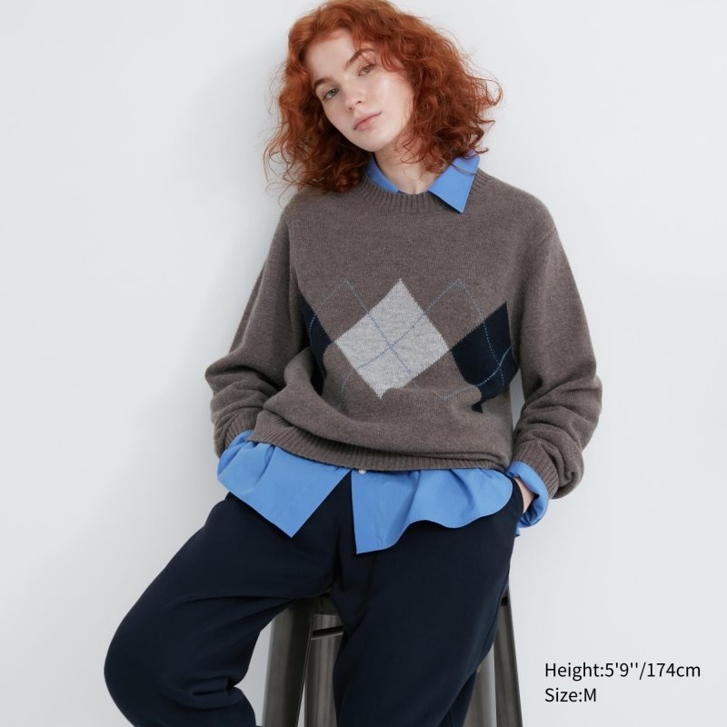 Suéteres Uniqlo Premium Lambswool Crew Neck Long-sleeve Hombre Marrones | 2968701