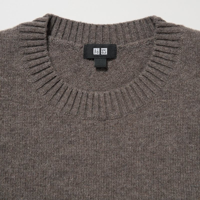 Suéteres Uniqlo Premium Lambswool Crew Neck Long-sleeve Hombre Marrones | 2968701