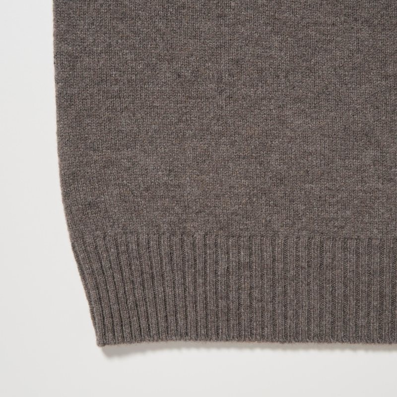 Suéteres Uniqlo Premium Lambswool Crew Neck Long-sleeve Hombre Marrones | 2968701