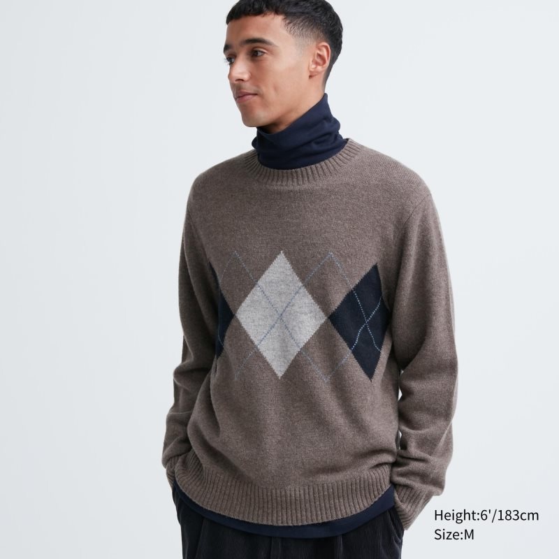 Suéteres Uniqlo Premium Lambswool Crew Neck Long-sleeve Hombre Marrones | 2968701