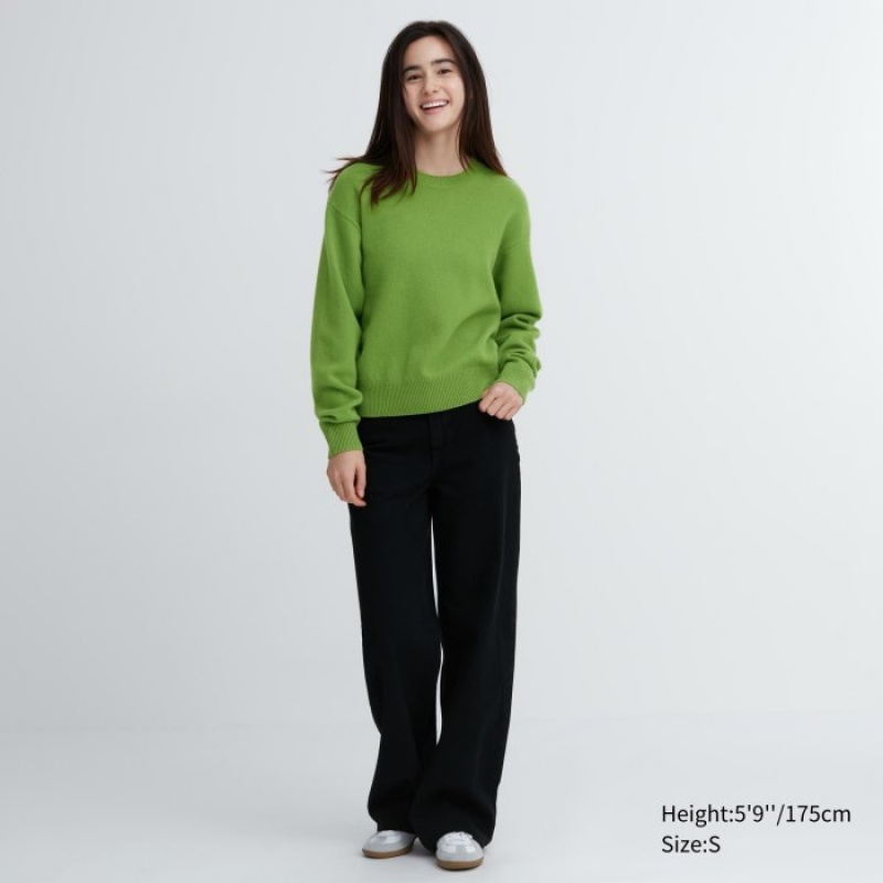 Suéteres Uniqlo Premium Lambswool Crew Neck Long-sleeve Mujer Rosas | 2751418