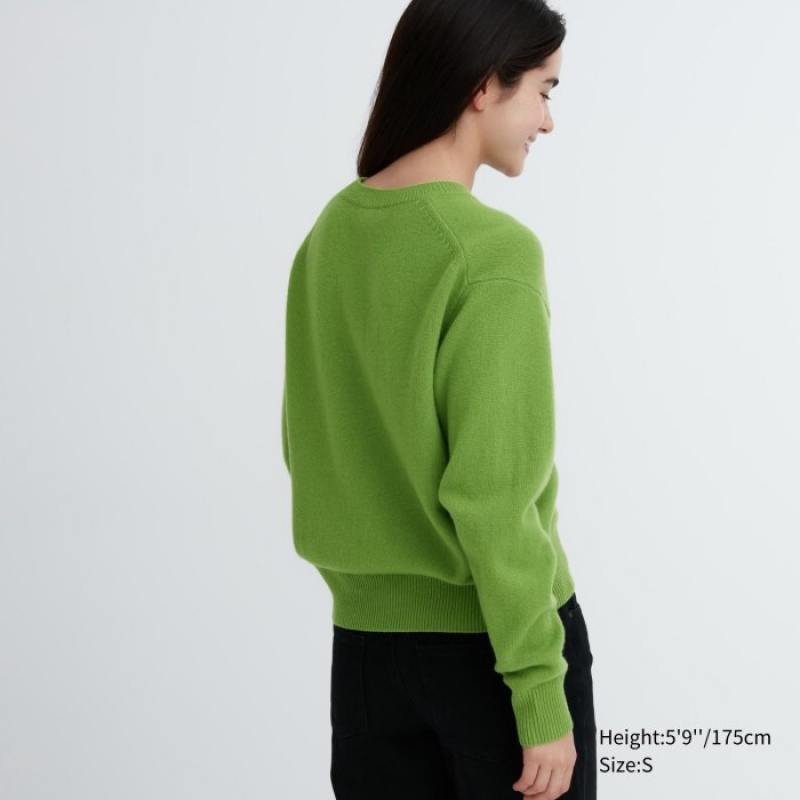 Suéteres Uniqlo Premium Lambswool Crew Neck Long-sleeve Mujer Rosas | 2751418