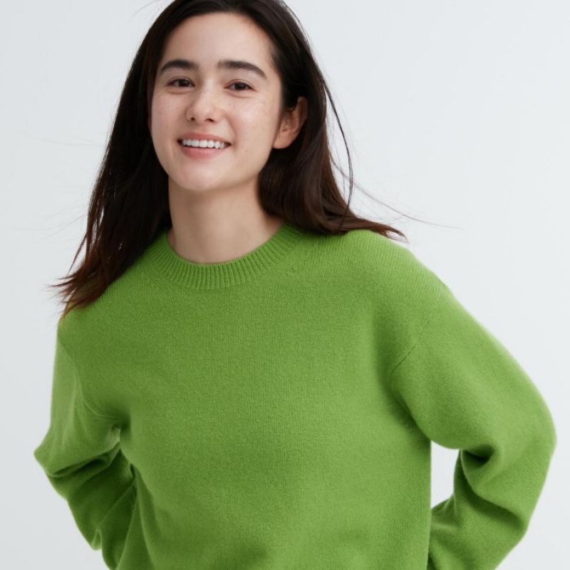 Suéteres Uniqlo Premium Lambswool Crew Neck Long-sleeve Mujer Rosas | 2751418