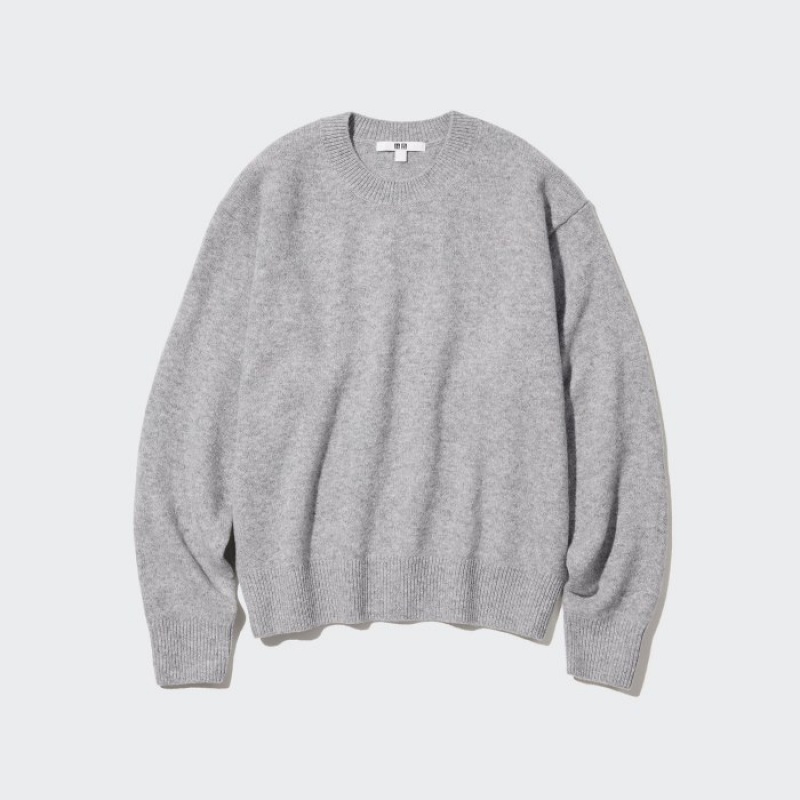 Suéteres Uniqlo Premium Lambswool Crew Neck Long-sleeve Mujer Rosas | 2751418