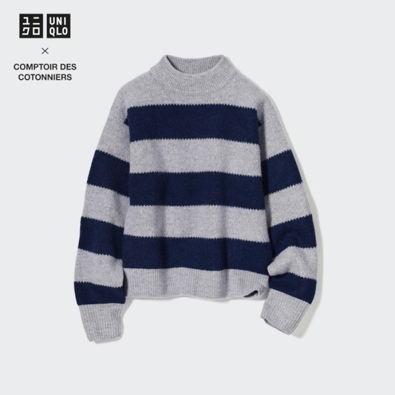 Suéteres Uniqlo Premium Lambswool Long-Sleeve Mujer Gris | 8241067