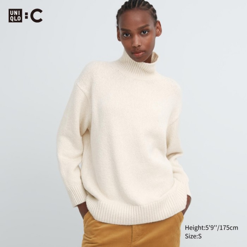 Suéteres Uniqlo Soft Knit High Neck Long-Sleeve Mujer Blancas | 5857