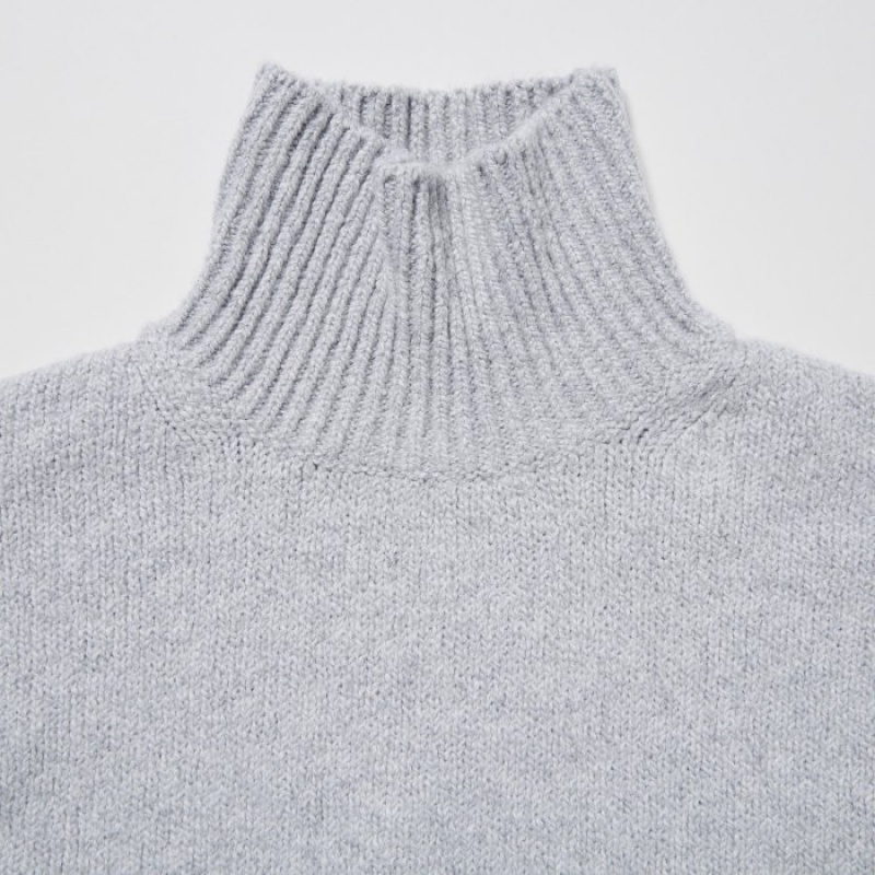 Suéteres Uniqlo Soft Knit High Neck Long-Sleeve Mujer Azules | 9444288