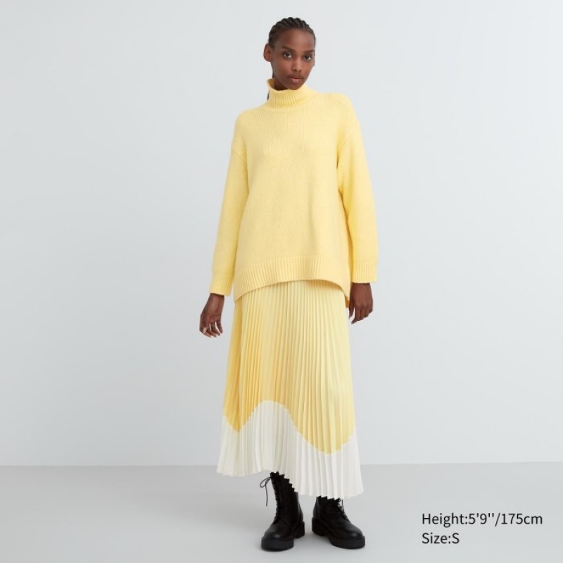 Suéteres Uniqlo Soft Knit High Neck Long-Sleeve Mujer Azules | 9444288