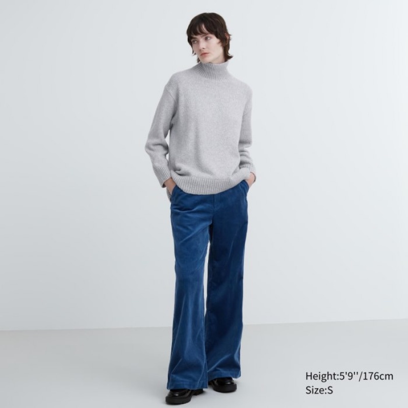 Suéteres Uniqlo Soft Knit High Neck Long-Sleeve Mujer Azules | 9444288
