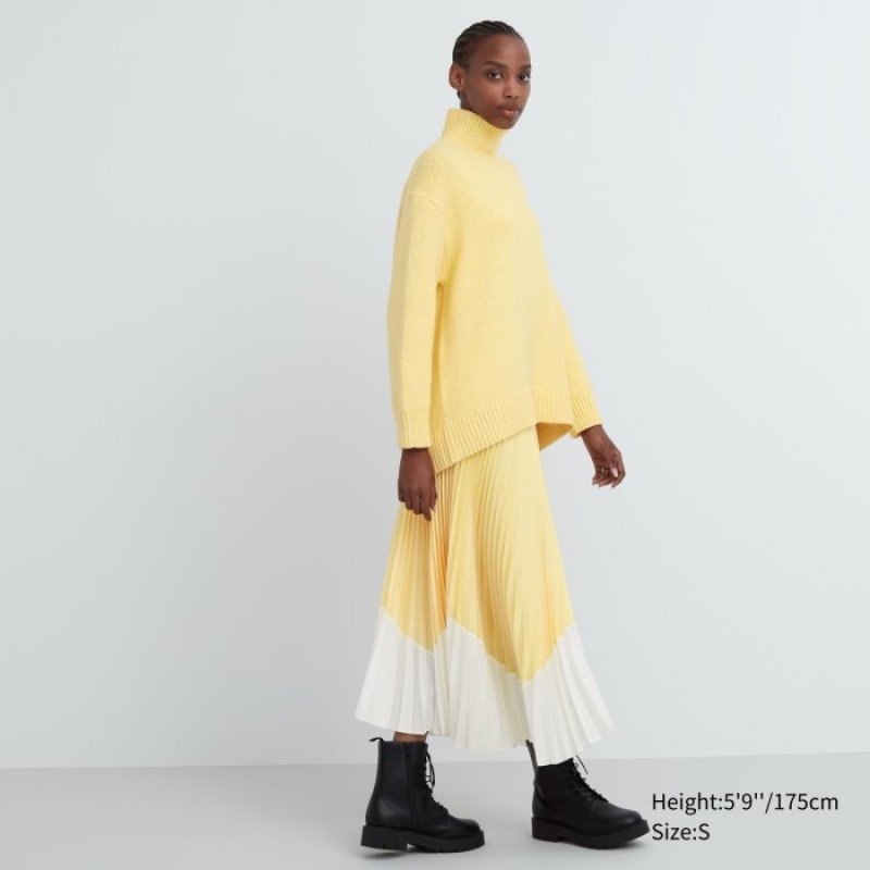 Suéteres Uniqlo Soft Knit High Neck Long-Sleeve Mujer Azules | 9444288