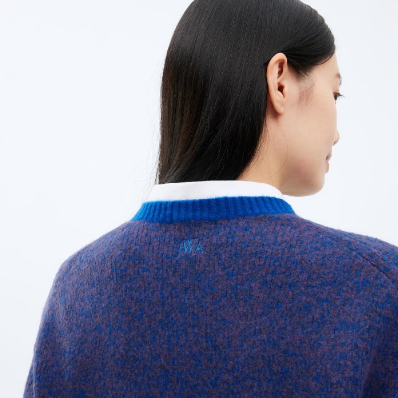Suéteres Uniqlo Souffle Yarn Crew Neck Long-Sleeve Mujer Azules | 5595846