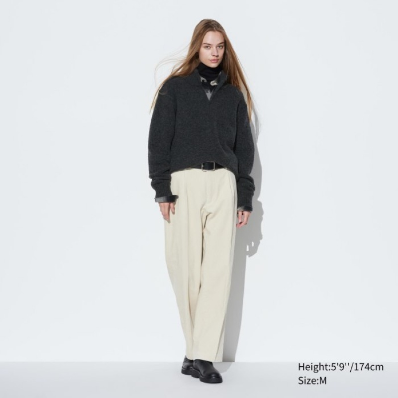Suéteres Uniqlo Souffle Yarn Half-Zip Long-Sleeve Mujer Gris | 8887116
