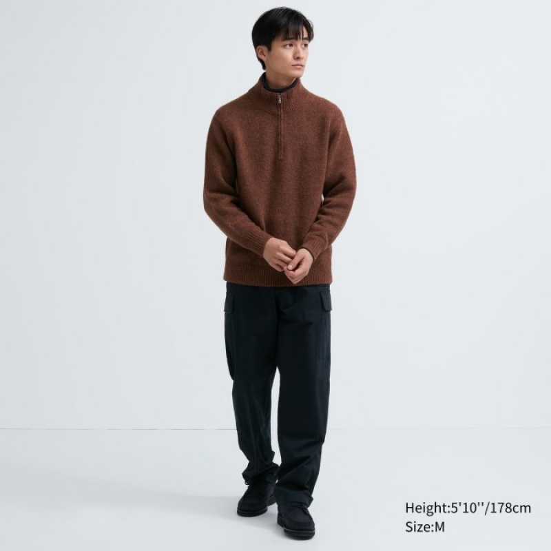 Suéteres Uniqlo Souffle Yarn Half-Zip Long-Sleeve Mujer Azules | 2338765
