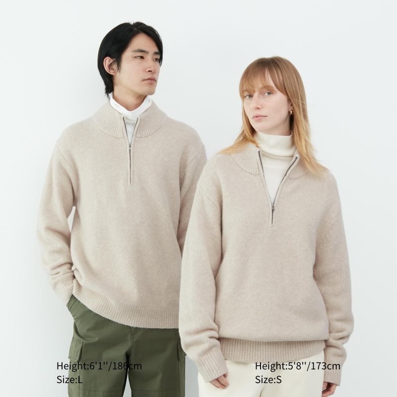 Suéteres Uniqlo Souffle Yarn Long Sleeve Half-zip Hombre Azul Marino | 5242057