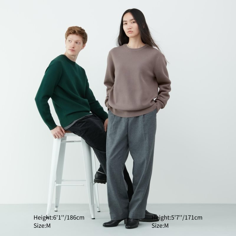 Suéteres Uniqlo Washable Milano Ribbed Crew Neck Hombre Gris | 81011