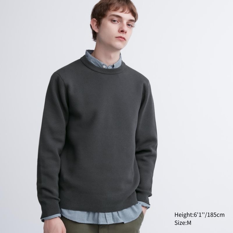 Suéteres Uniqlo Washable Milano Ribbed Crew Neck Hombre Gris | 81011