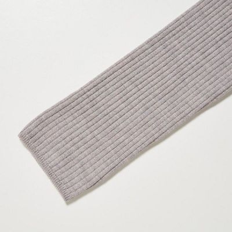 Vestido Uniqlo Merino Blend Fitted U Neck Long Sleeve Mujer Gris | 6954364