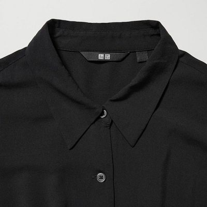Vestido Uniqlo V-Neck Long-Sleeve Mini Mujer Negras | 5273235
